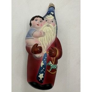 Vtg Vaillancourt Folk Art 1997 German Glass Starlight Santa Ornament Christmas